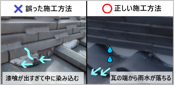 堺市中区で漆喰塗りすぎや誤ったラバーロック施工が原因で雨漏り